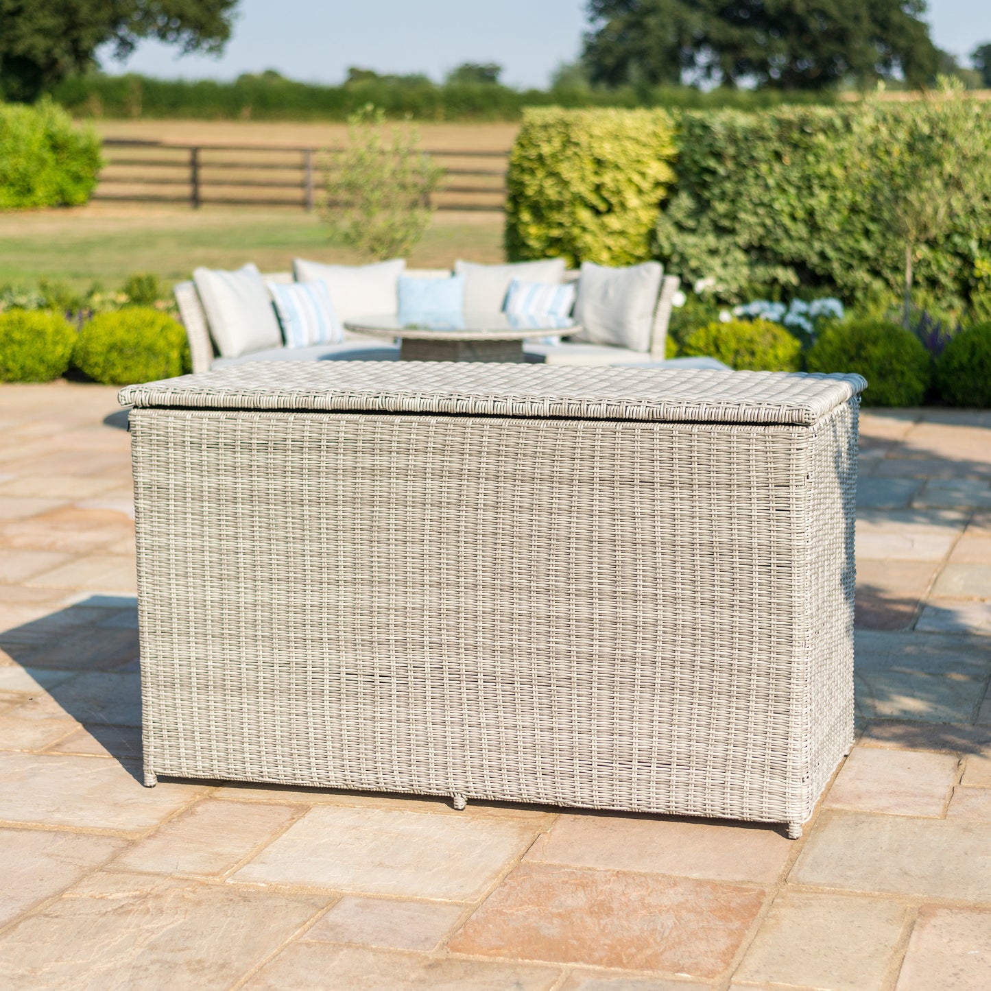 Maze Oxford Grey Rattan Large Outdoor cushion storage box