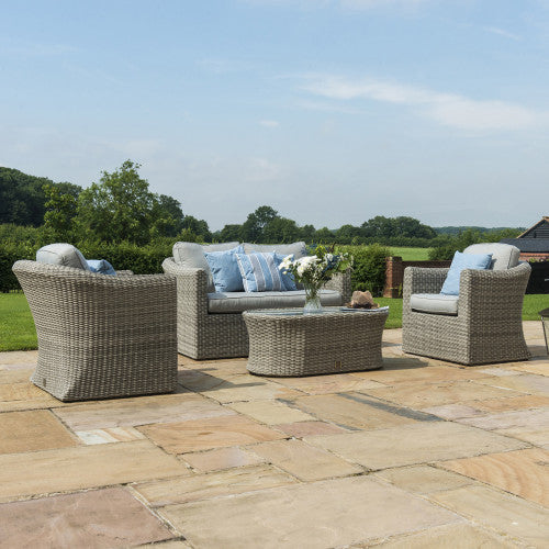 Maze Oxford Grey Rattan Four Seat Garden Sofa Set- Two seat sofa and two armchairs