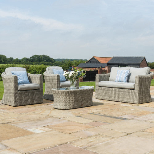 Maze Oxford Grey Rattan Four Seat Garden Sofa Set- Two seat sofa and two armchairs