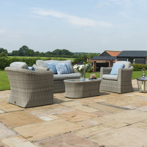 Maze Oxford Grey Rattan Four Seat Garden Sofa Set- Two seat sofa and two armchairs