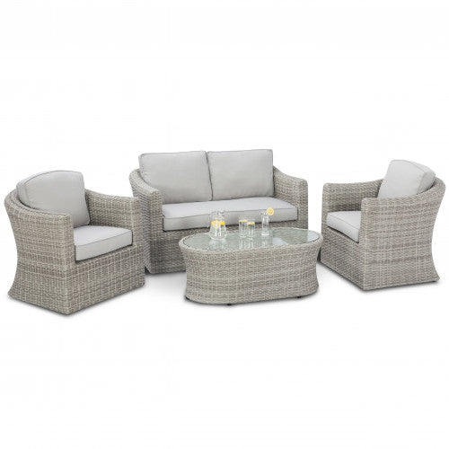 Maze Oxford Grey Rattan Four Seat Garden Sofa Set- Two seat sofa and two armchairs