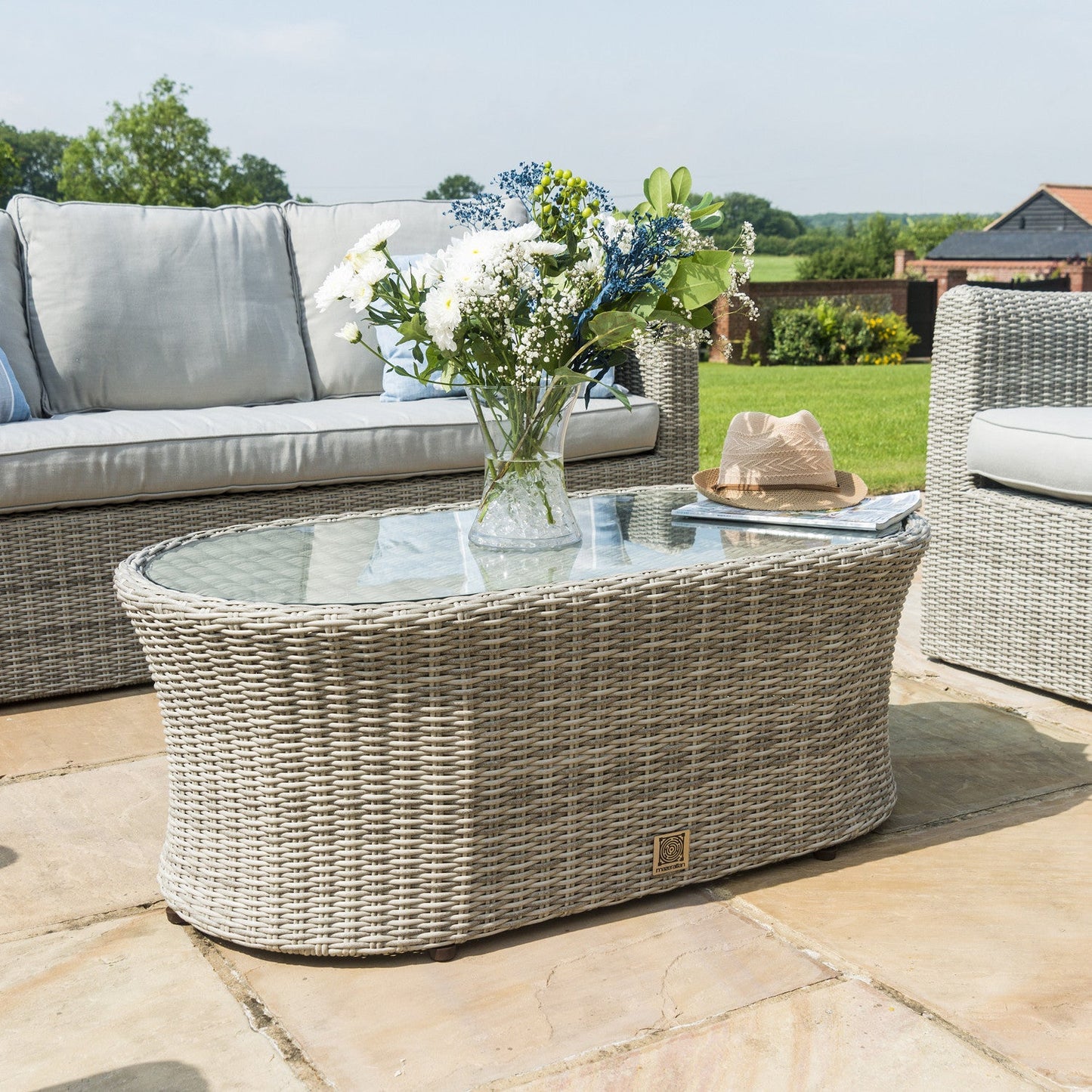 Maze Oxford Grey Rattan Three seat sofa and two armchairs