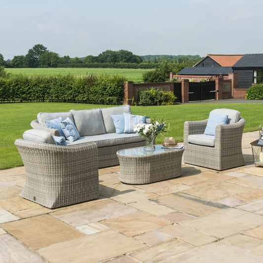 Maze Oxford Grey Rattan Three seat sofa and two armchairs