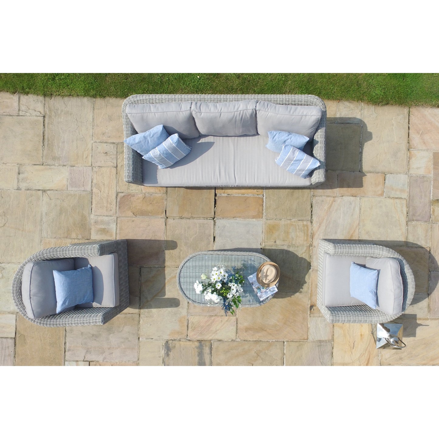 Maze Oxford Grey Rattan Three seat sofa and two armchairs