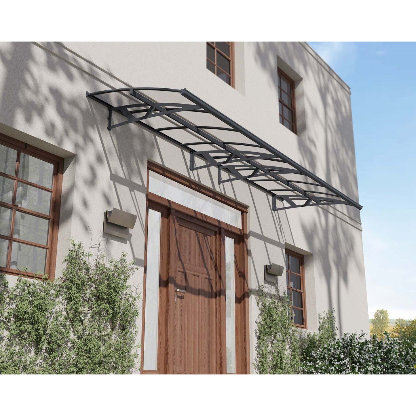 Canopia Amsterdam Door Canopy - Grey Aluminium Frame & Clear Polycarbonate