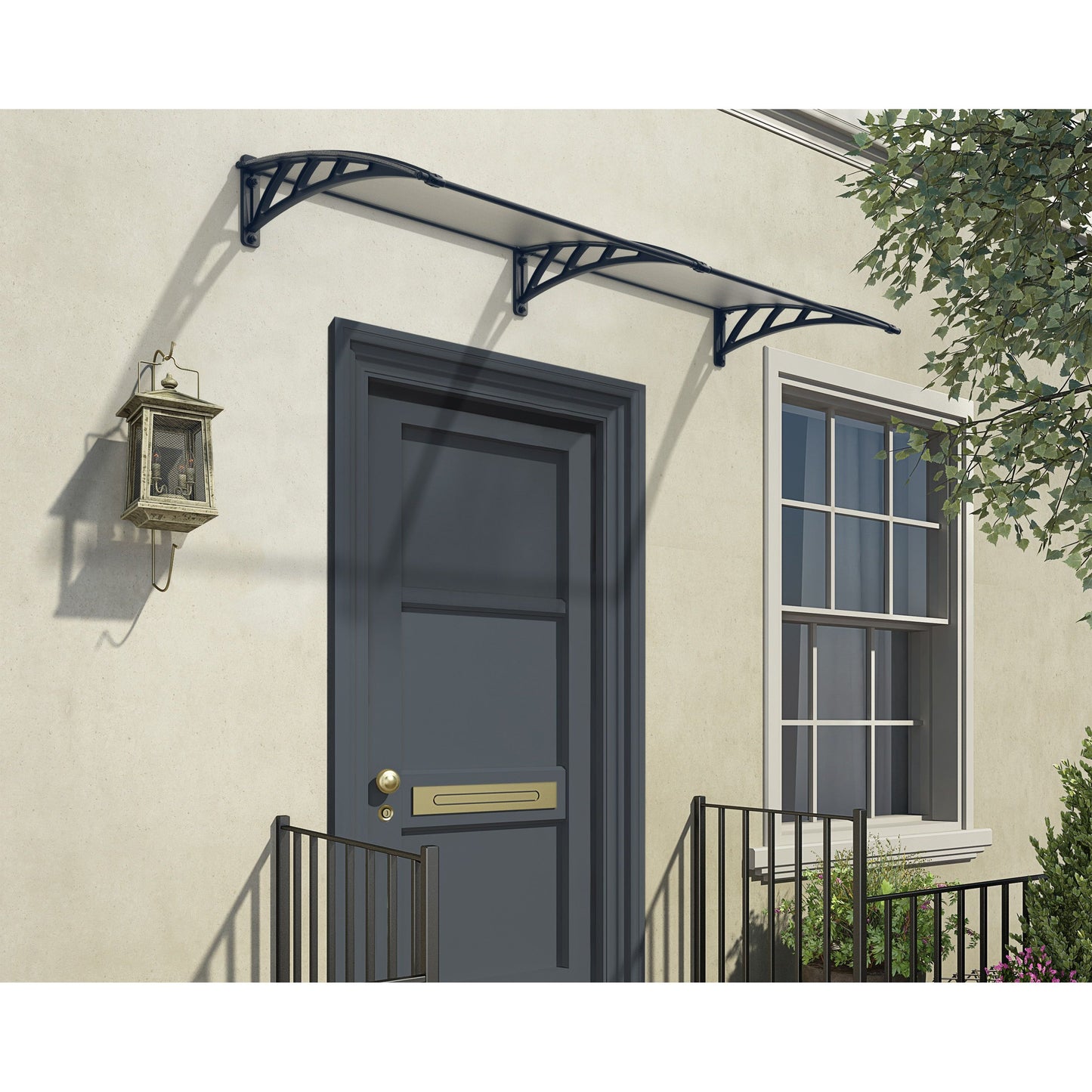 Canopia Neo Door Canopy - Grey Aluminium Frame & Twinwall Polycarbonate