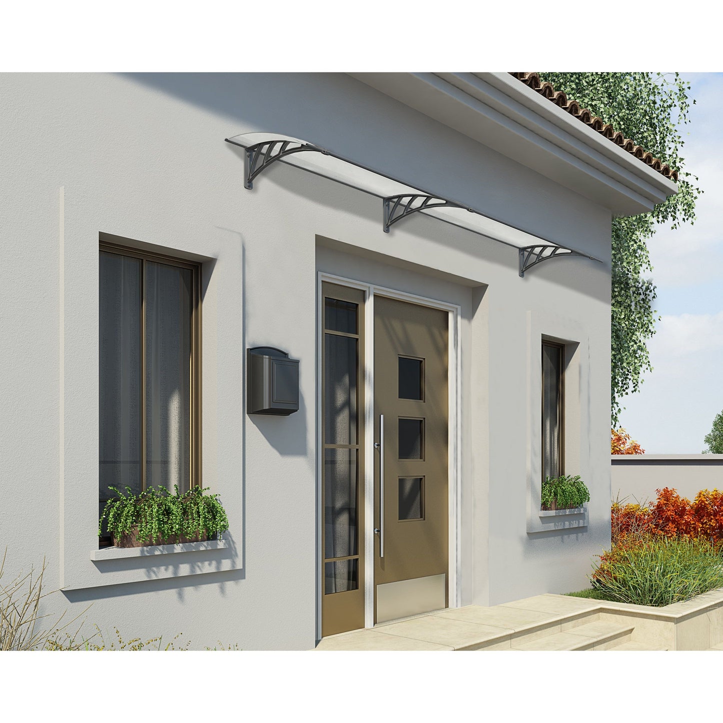 Canopia Neo Door Canopy - Grey Aluminium Frame & Twinwall Polycarbonate