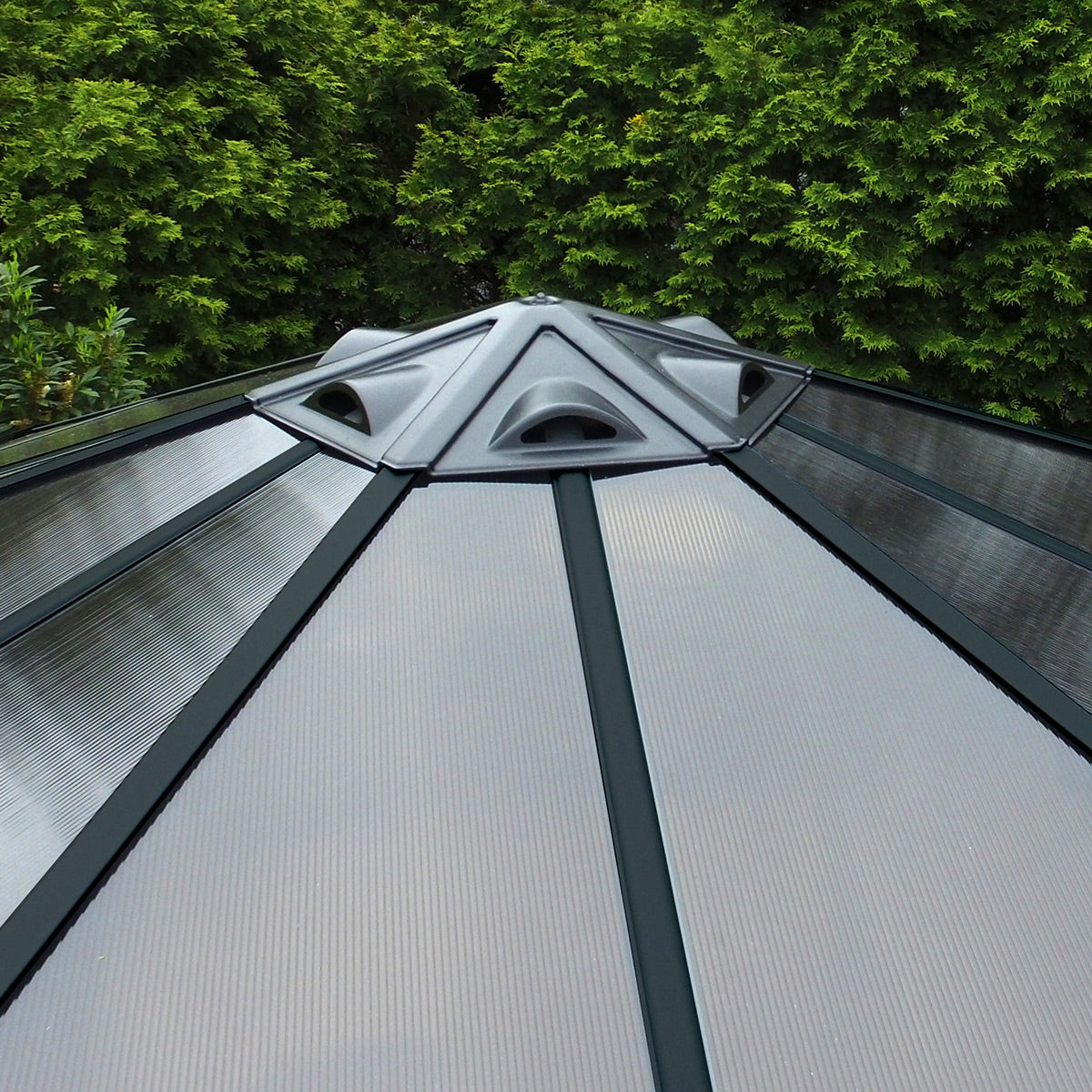 Canopia Grey Aluminium Monaco Garden Hexagonal Gazebo with Polycarbonate Roof
