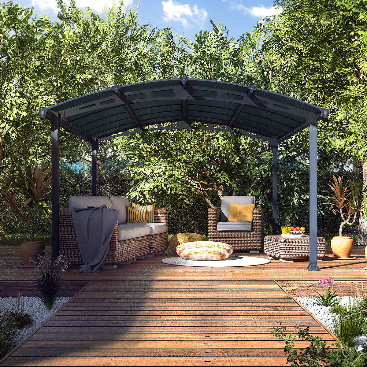 Canopia Grey Aluminium Tucson Garden Gazebo with Polycarbonate Roof