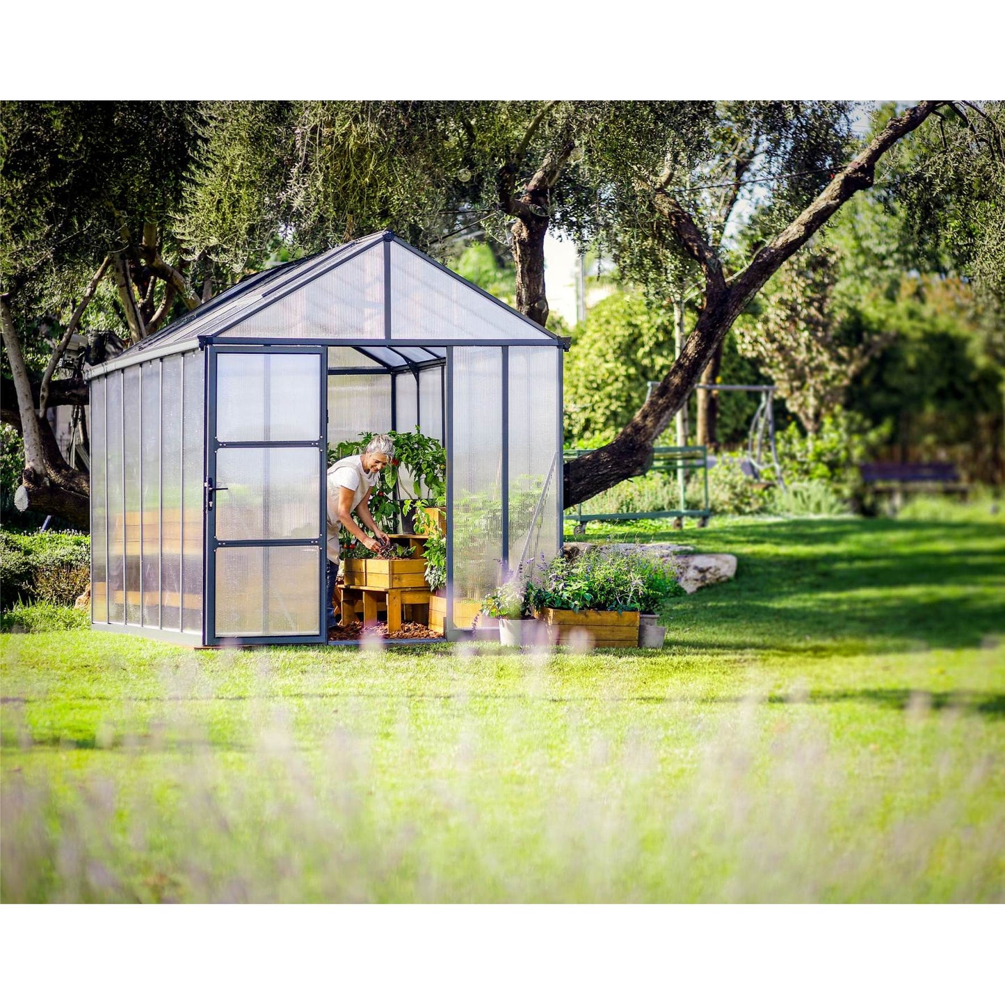 Canopia Glory Greenhouse - Grey Aluminium Frame & Multiwall Polycarbonate Panels