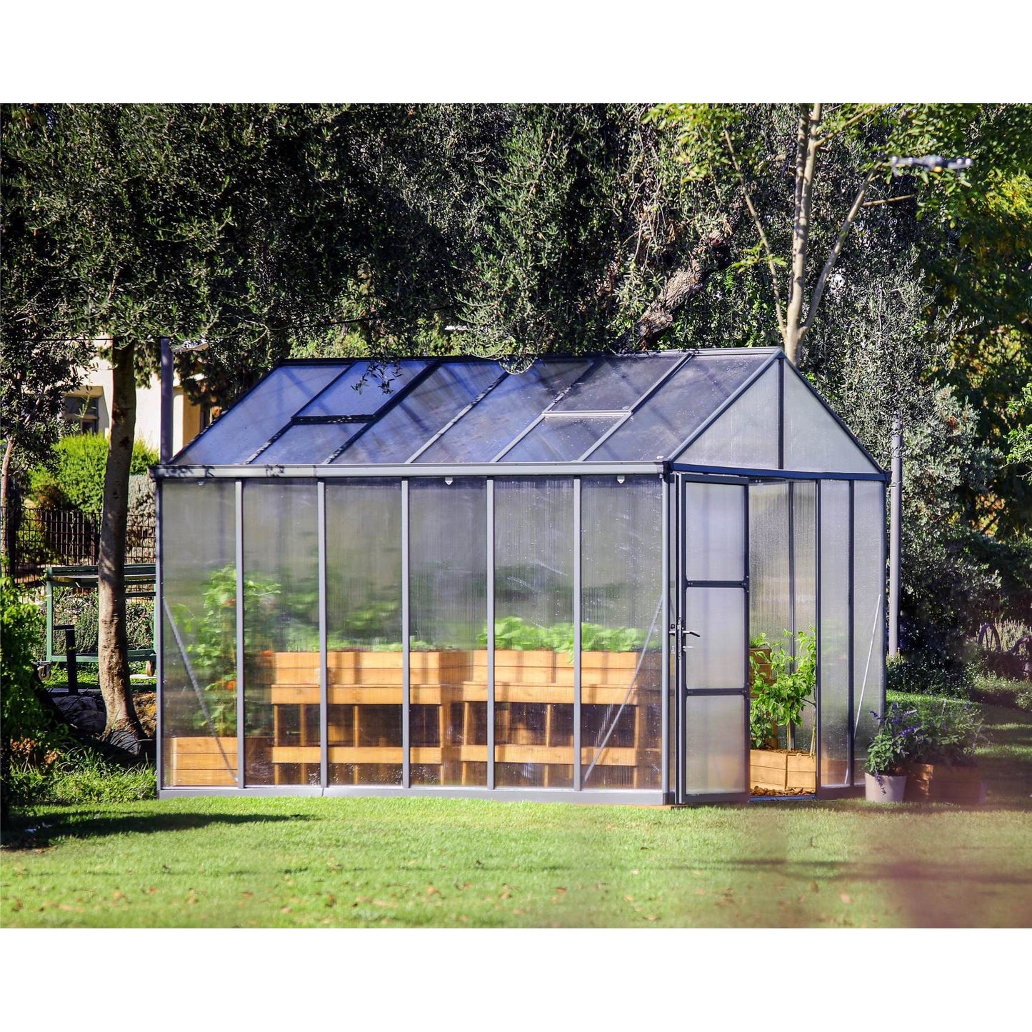 Canopia Glory Greenhouse - Grey Aluminium Frame & Multiwall Polycarbonate Panels