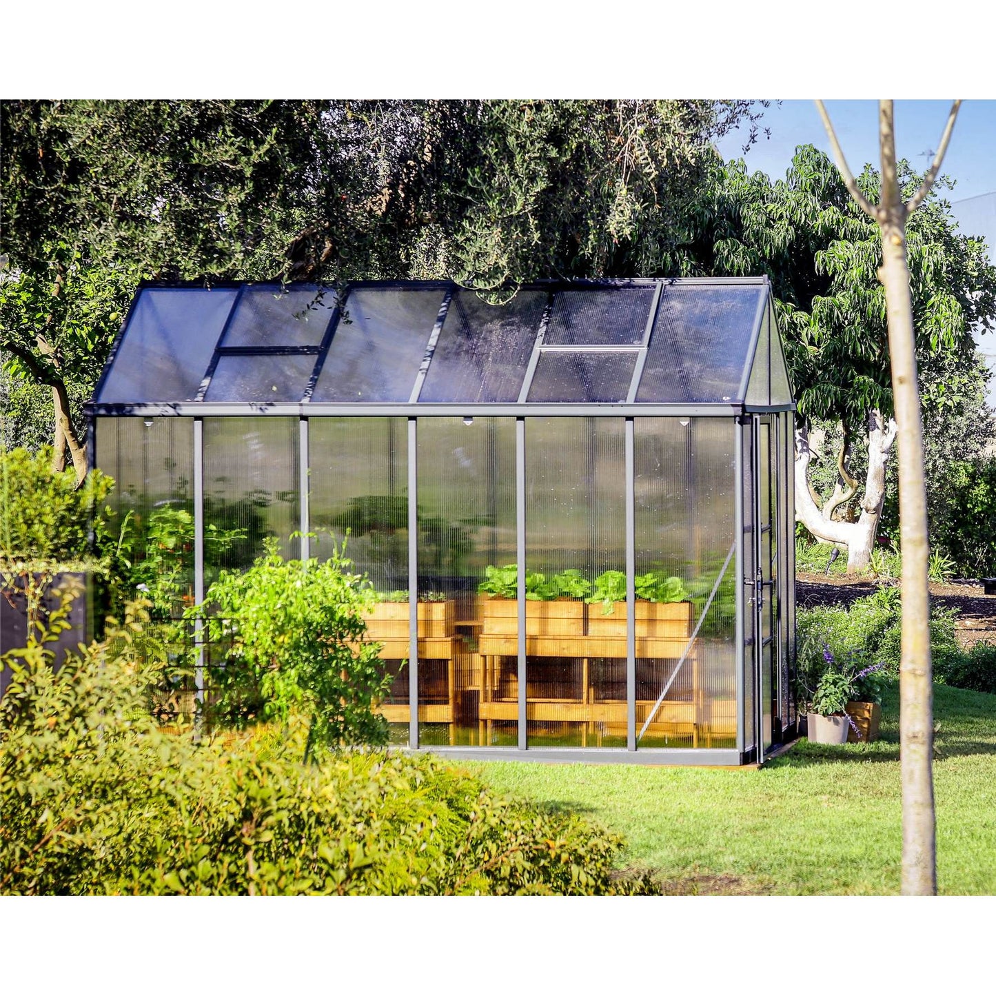 Canopia Glory Greenhouse - Grey Aluminium Frame & Multiwall Polycarbonate Panels