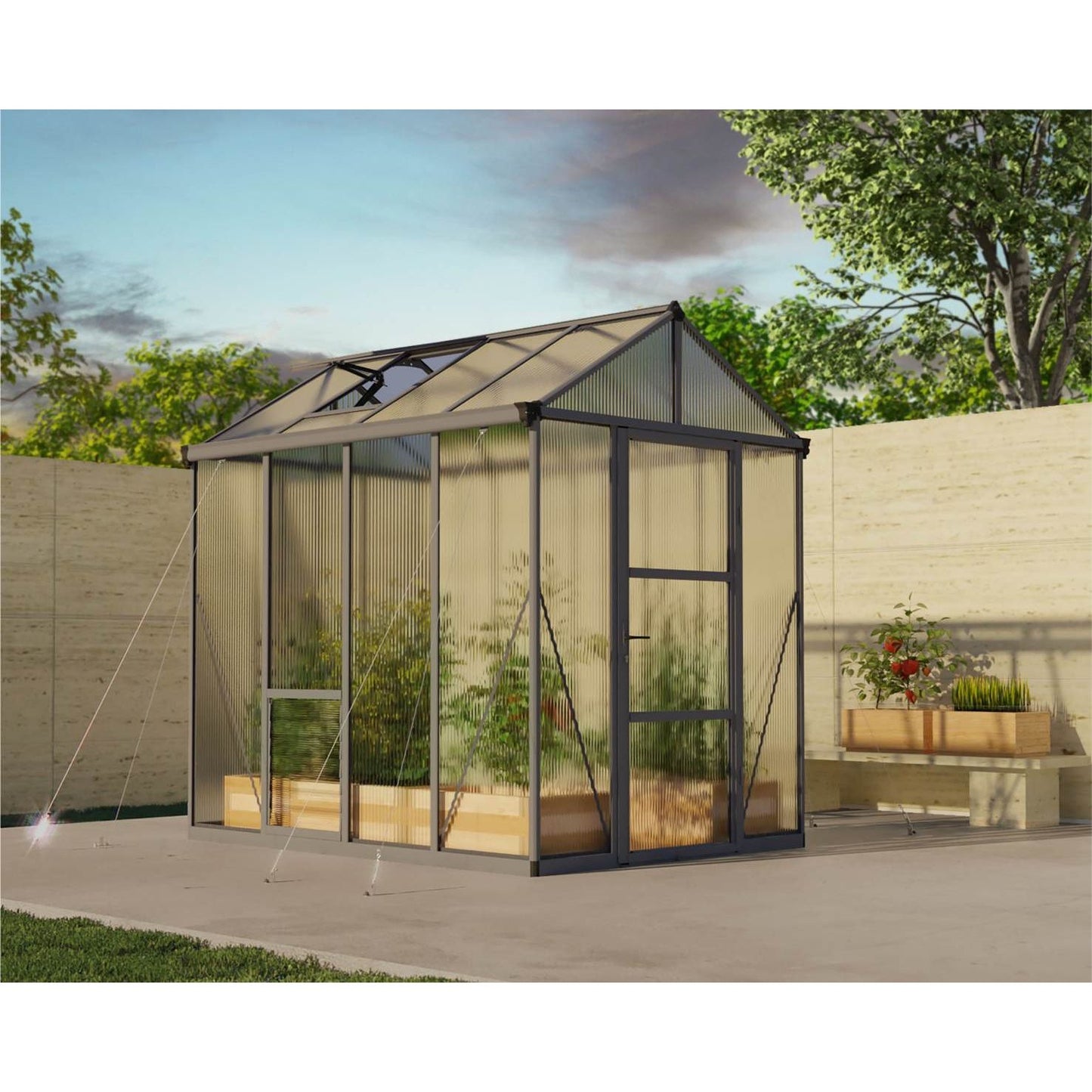 Canopia Glory Greenhouse - Grey Aluminium Frame & Multiwall Polycarbonate Panels
