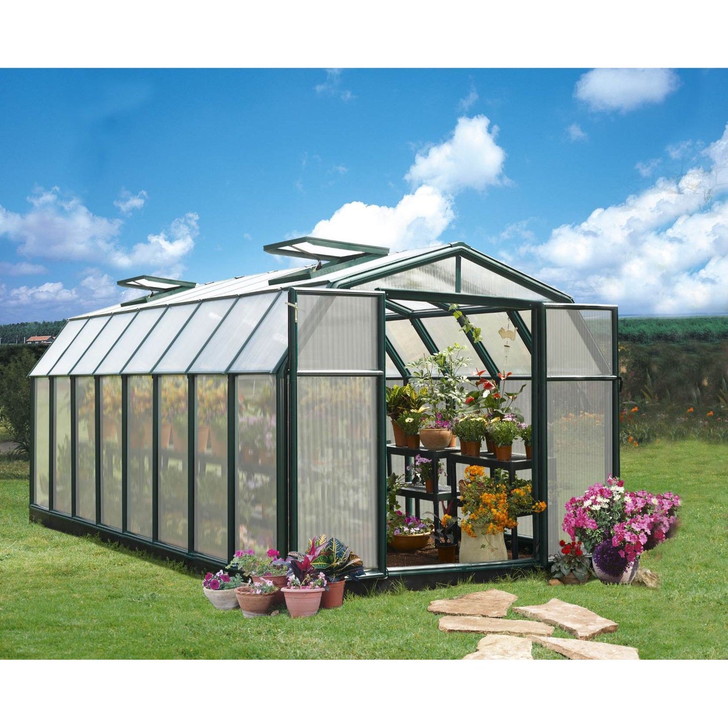 Canopia Hobby Gardener Greenhouse - Green Aluminium Frame & Twinwall Polycarbonate Panels