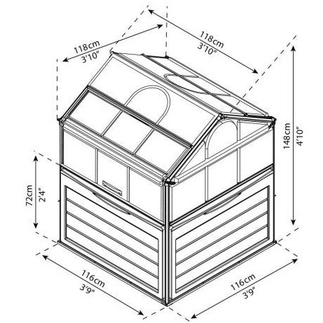 Canopia Plant Inn Mini Greenhouse - Silver Aluminium Frame & Clear Polycarbonate Panels