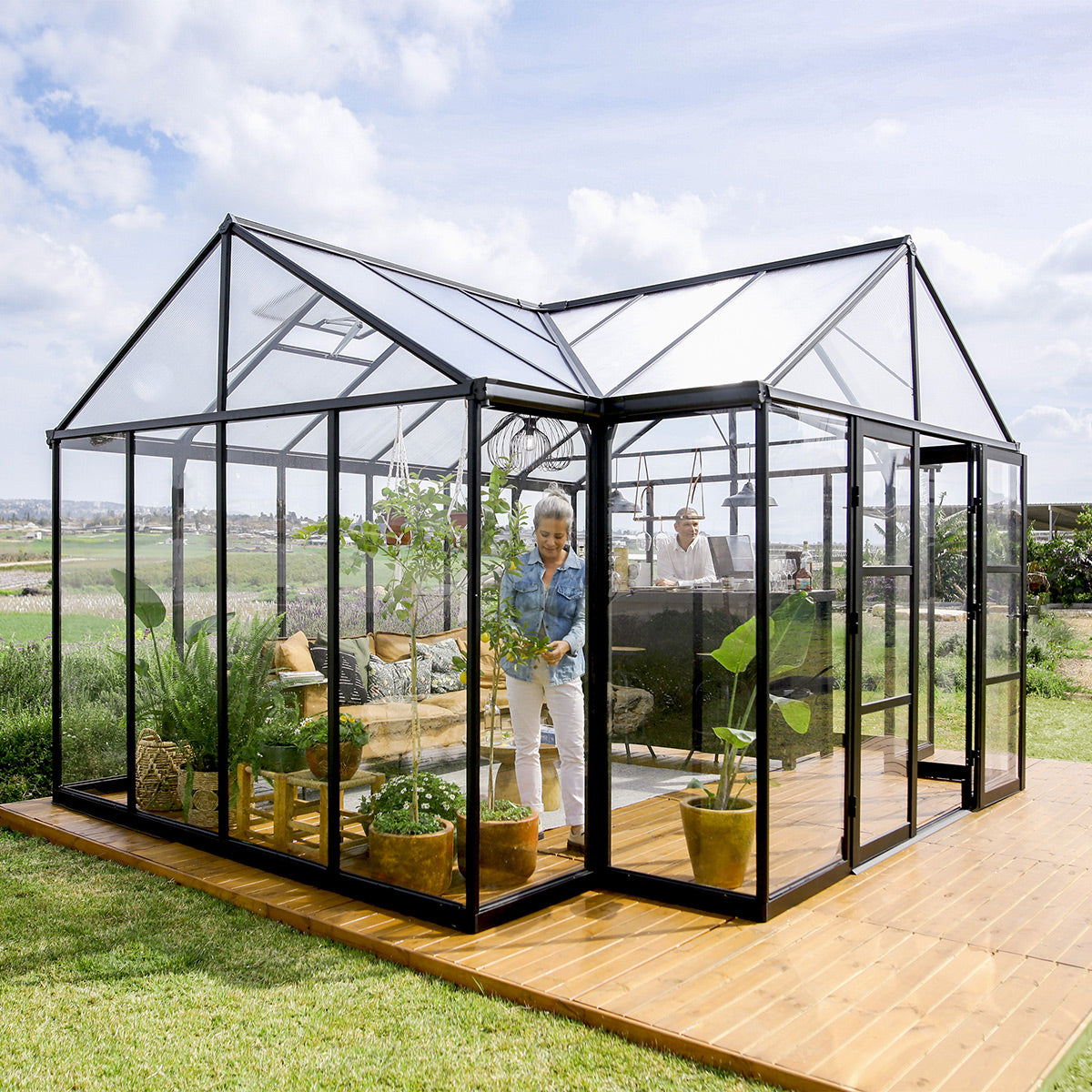 Canopia Triomphe Greenhouse - Black Aluminium Frame & Clear Polycarbonate Panels