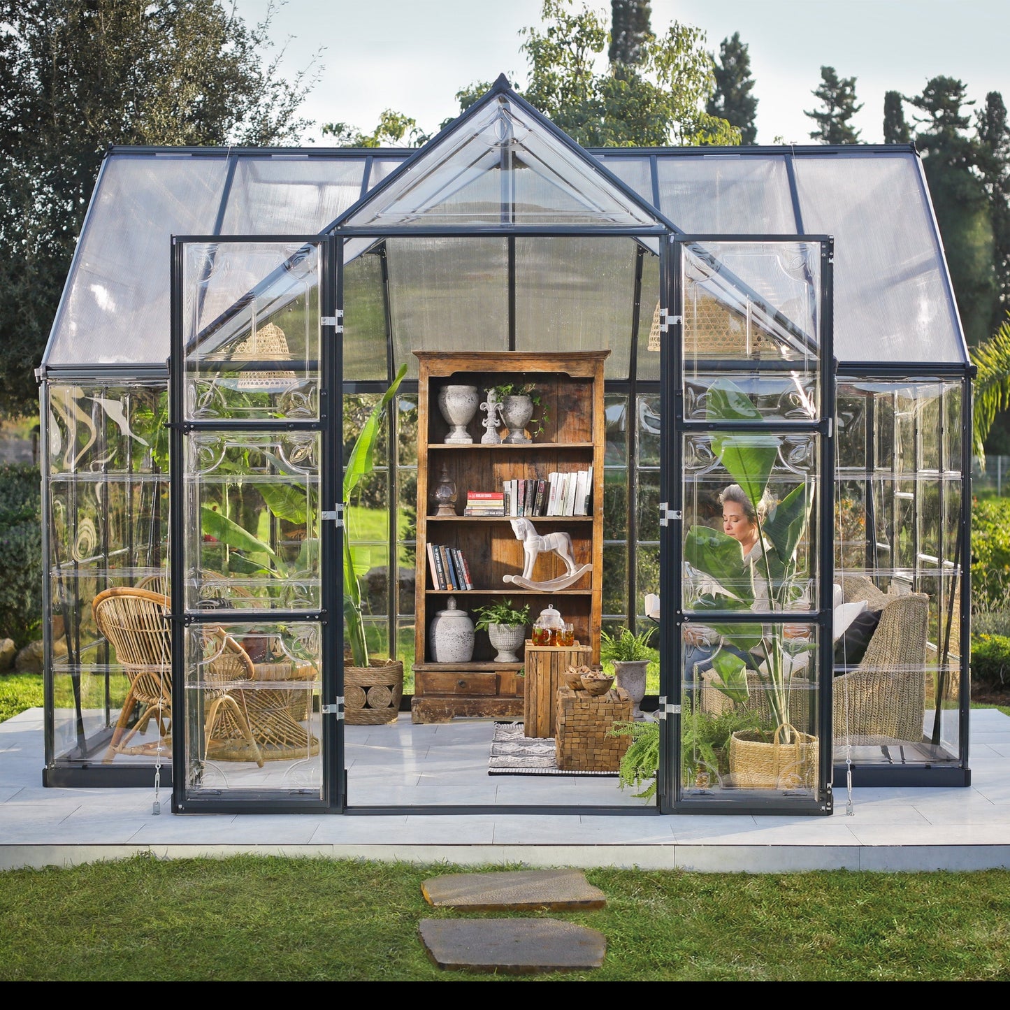 Canopia Victory Orangery Greenhouse - Grey Aluminium Frame & Hybrid Polycarbonate Panels