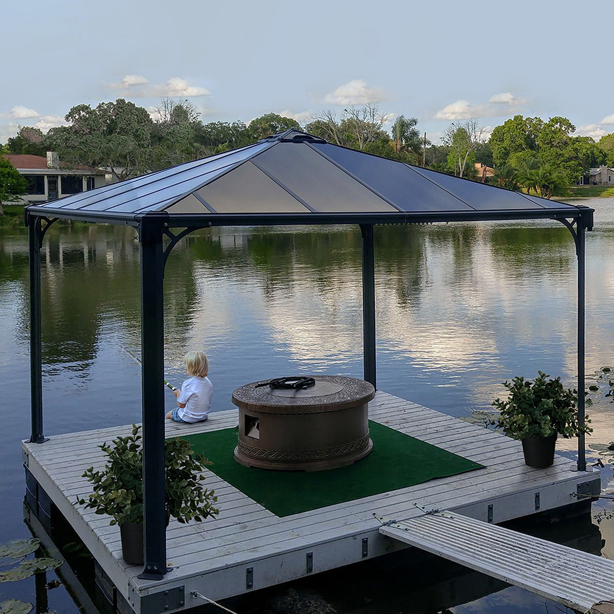 Canopia Grey Aluminium Palermo Garden Gazebo with Polycarbonate Roof