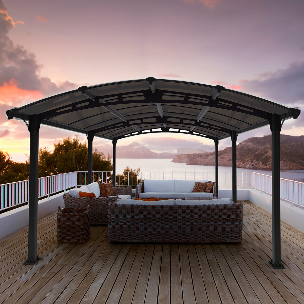 Canopia Grey Aluminium Tucson Garden Gazebo with Polycarbonate Roof