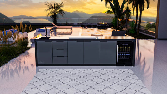 BeefEater 6 Burner Cabinex Premium Outdoor Kitchen Proline with Fridge