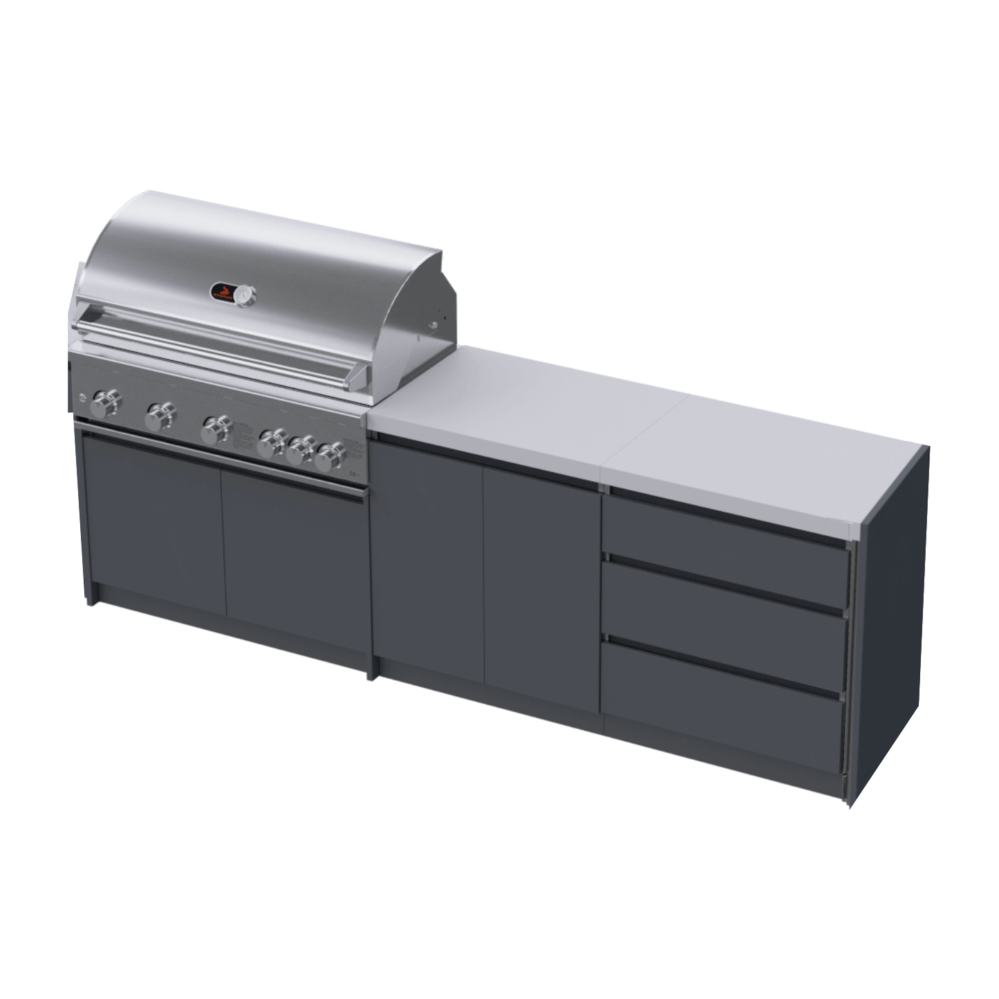 Whistler Fairford Grey Outdoor Kitchen with Burford 5-Burner BBQ | 2.7M