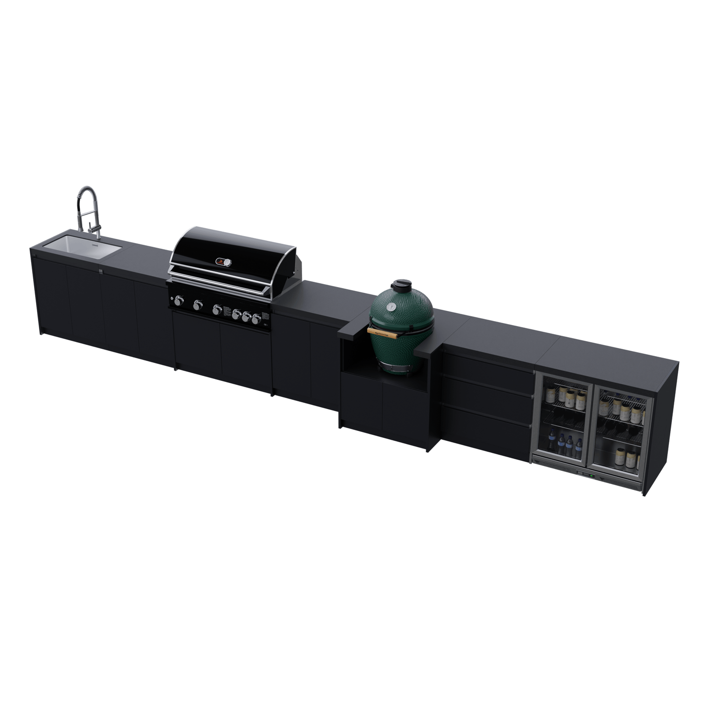 Whistler Fairford Black Outdoor Kitchen with Burford 5 Burner BBQ | 6M