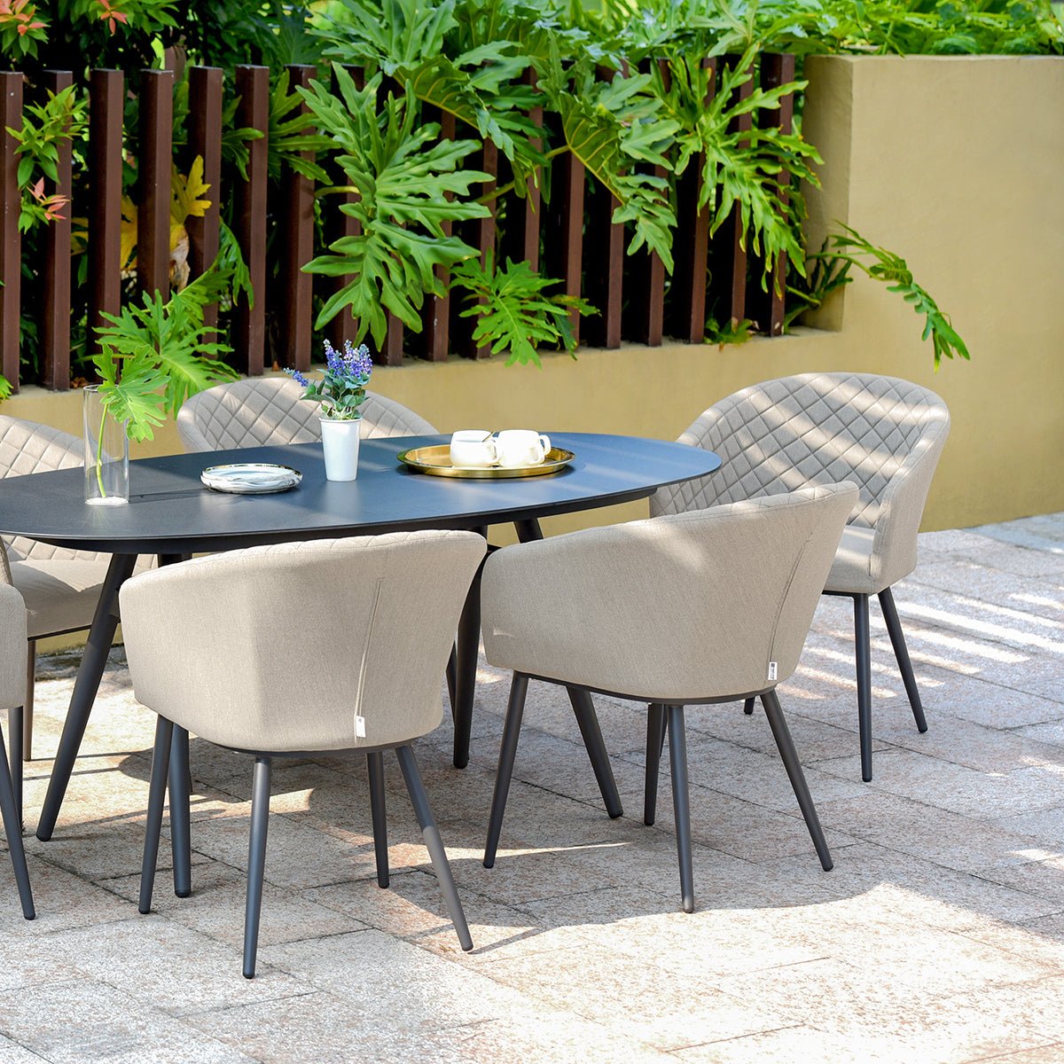 Maze -  Ambition 6 Seat Oval Dining Set + Free Cover