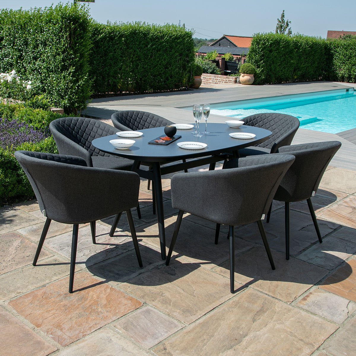 Ambition 6 Seat Oval Dining Set - Modern Rattan