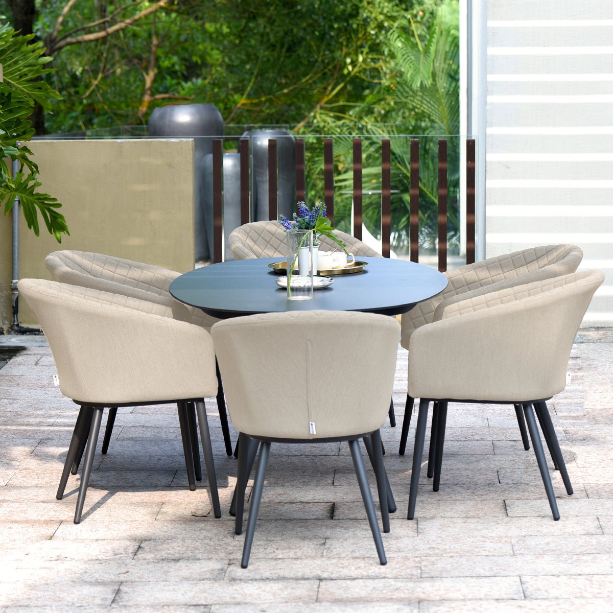 Maze -  Ambition 6 Seat Oval Dining Set + Free Cover