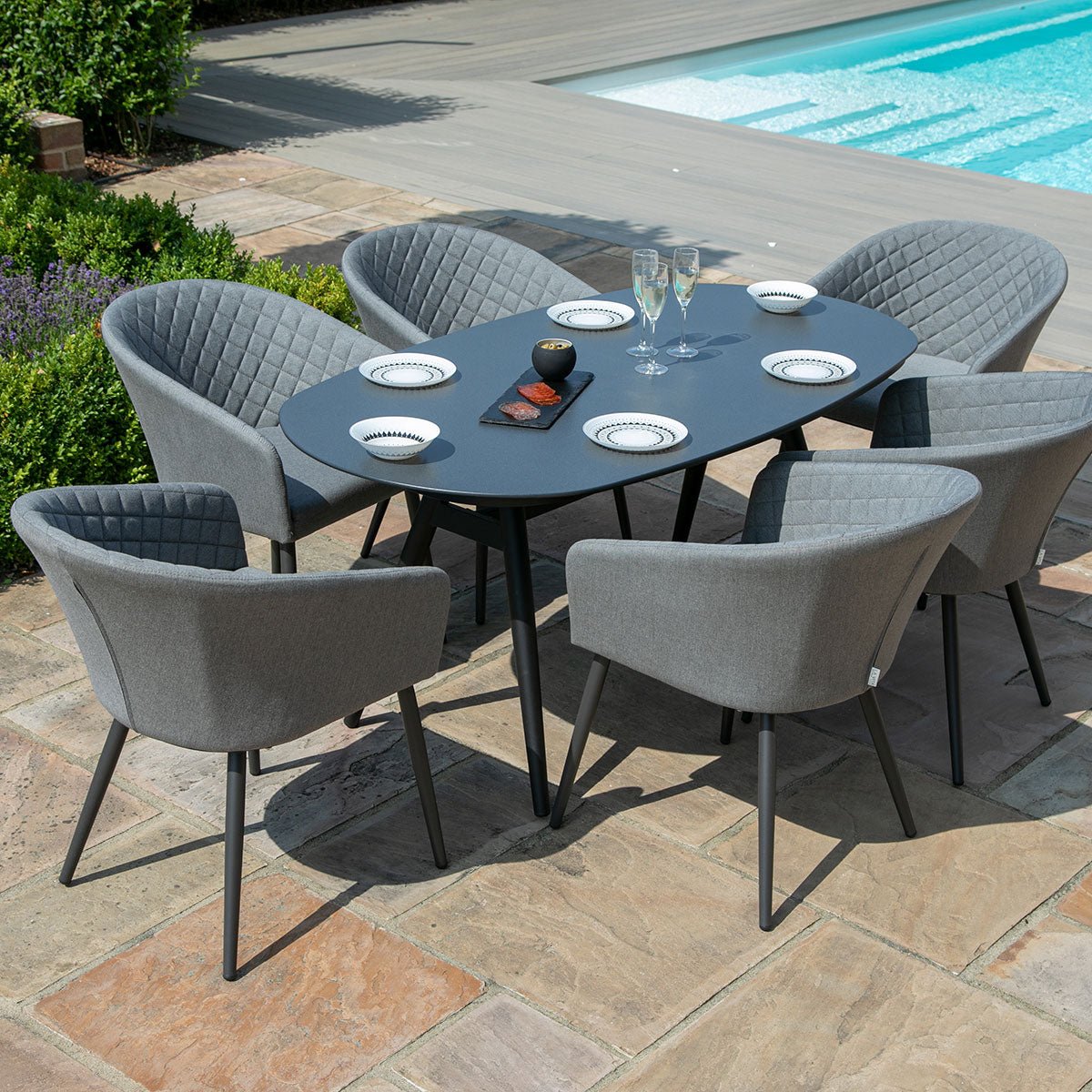 Maze -  Ambition 6 Seat Oval Dining Set + Free Cover