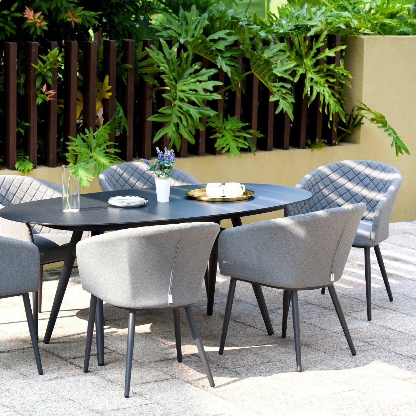 Maze -  Ambition 6 Seat Oval Dining Set + Free Cover