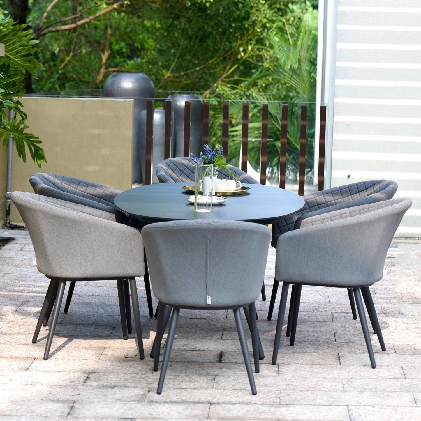 Maze -  Ambition 6 Seat Oval Dining Set + Free Cover