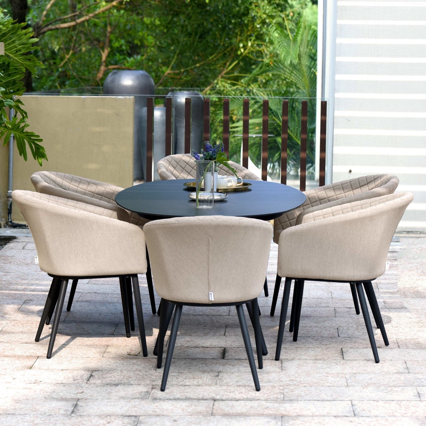 Maze -  Ambition 6 Seat Oval Dining Set + Free Cover