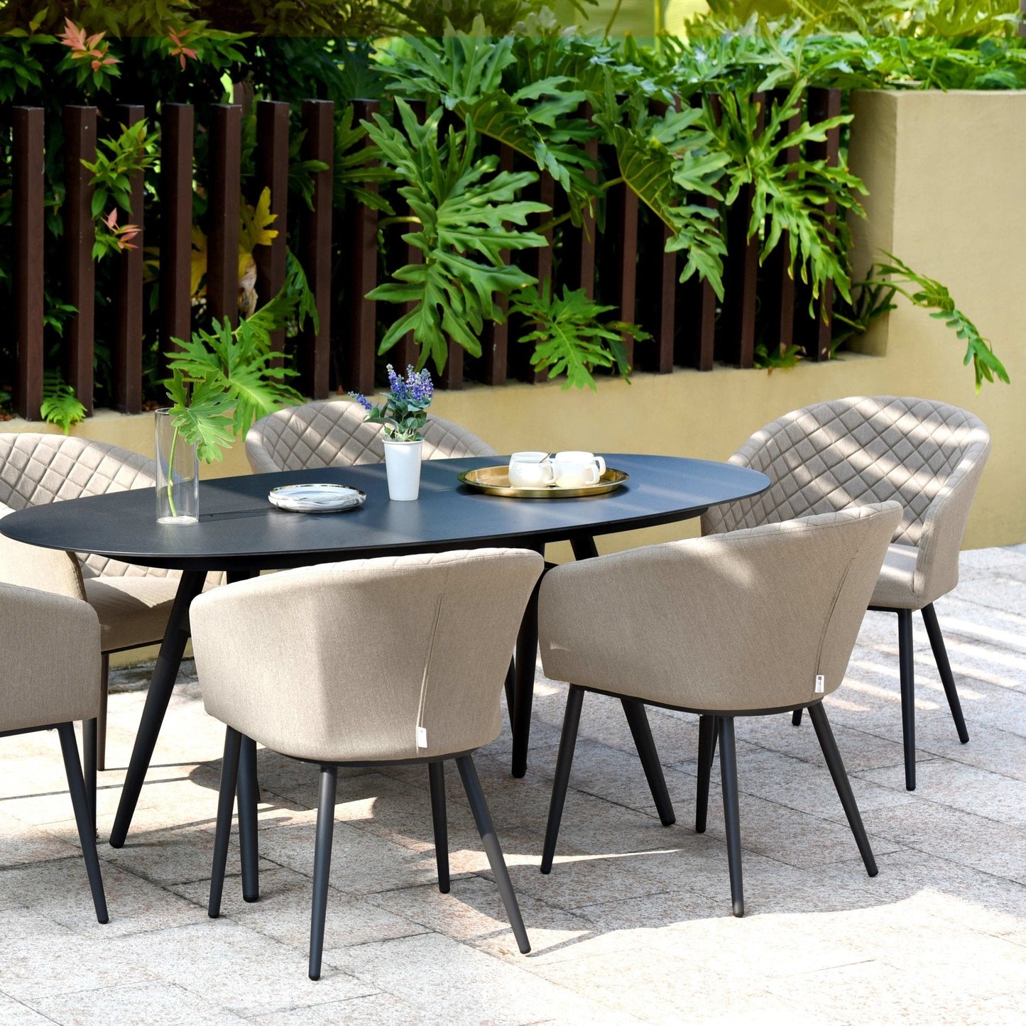 Maze -  Ambition 6 Seat Oval Dining Set + Free Cover