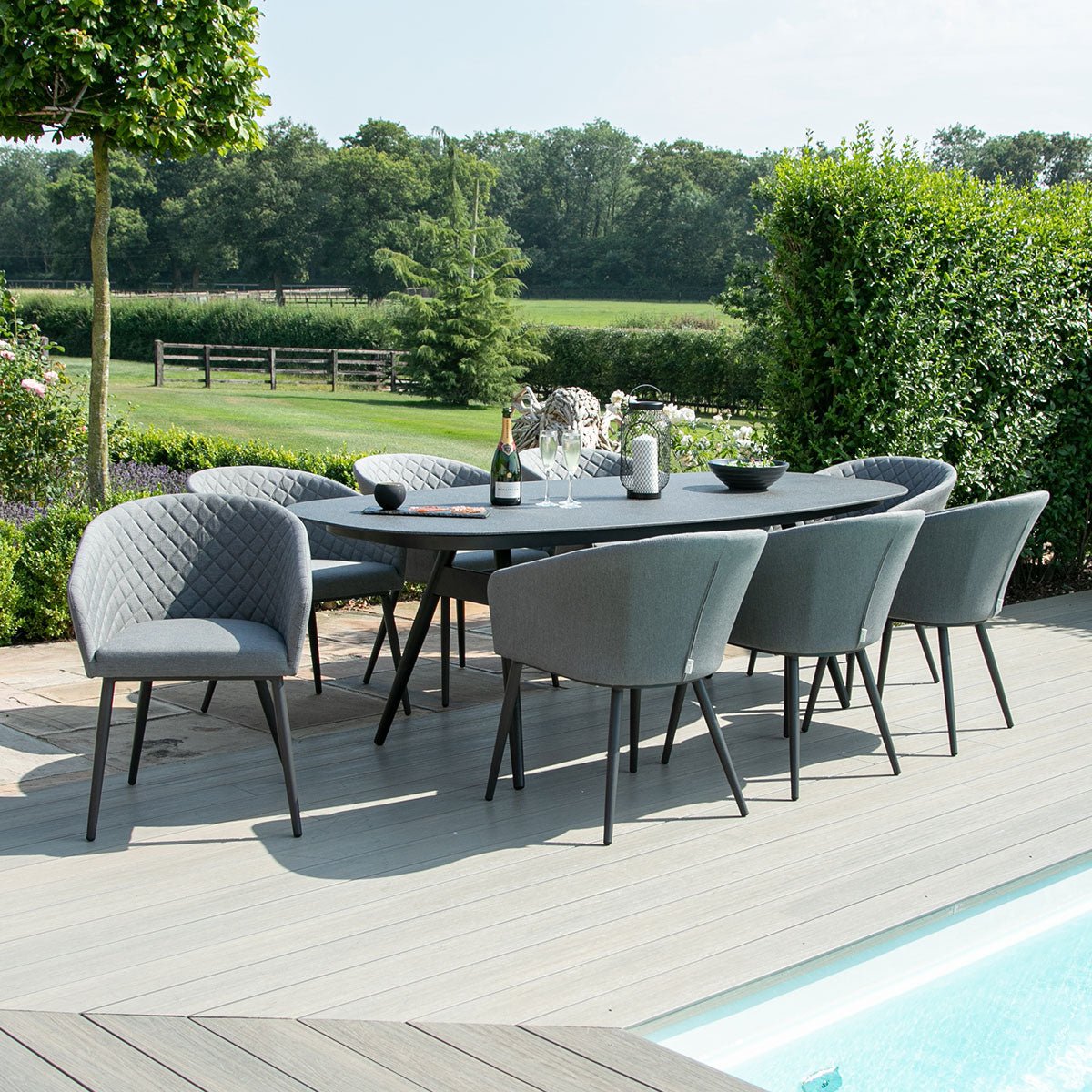 Maze - Ambition 8 Seat Oval Dining Set + Free Cover