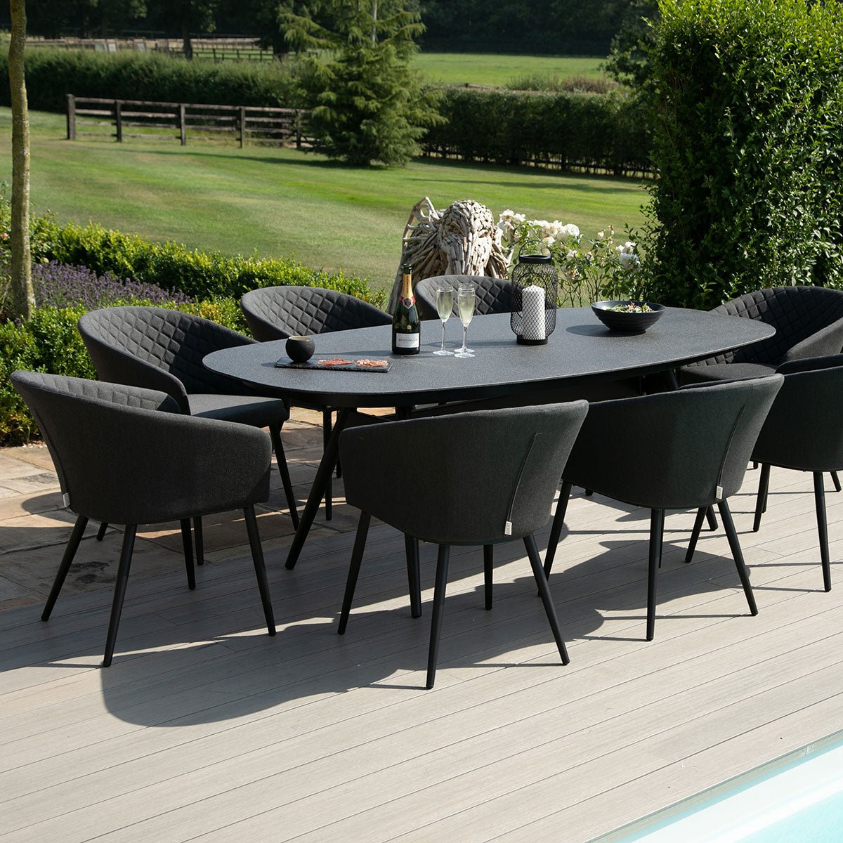 Maze - Ambition 8 Seat Oval Dining Set + Free Cover