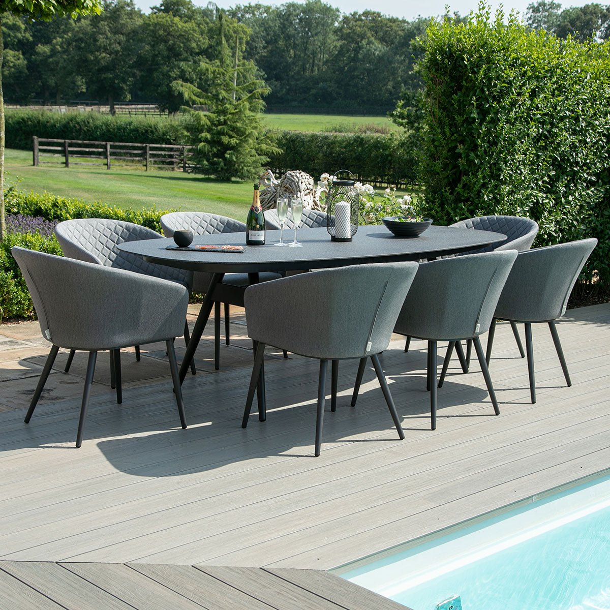 Maze - Ambition 8 Seat Oval Dining Set + Free Cover