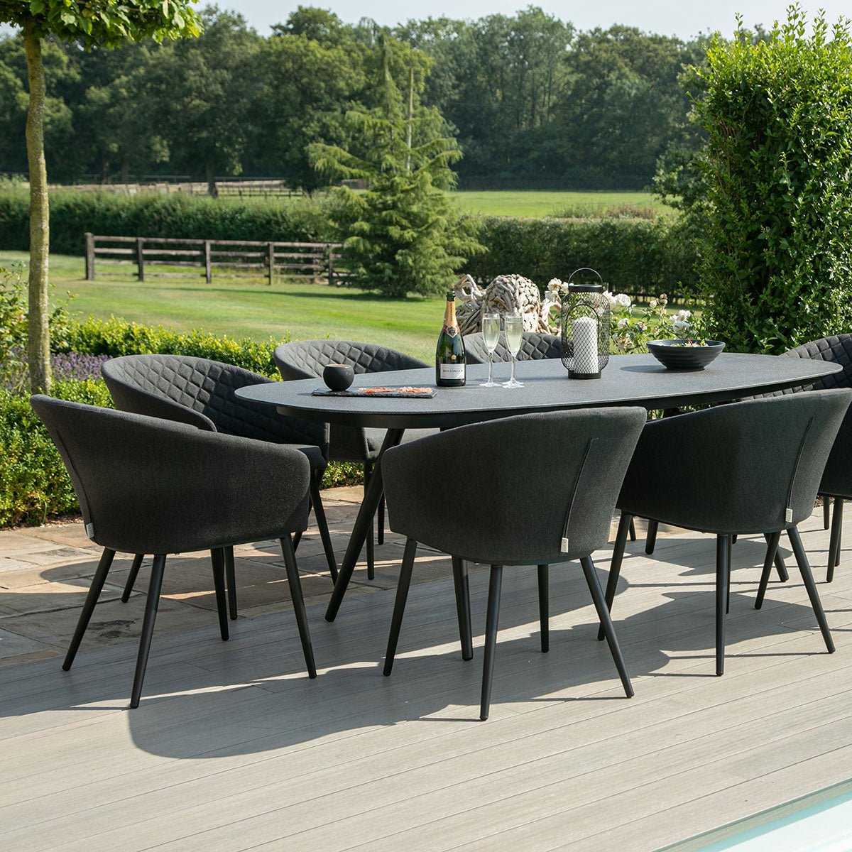 Maze - Ambition 8 Seat Oval Dining Set + Free Cover