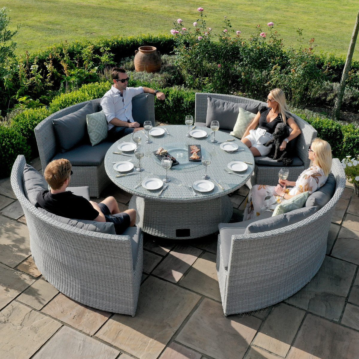 Maze -  Ascot Round Sofa Dining Set with Rising Table