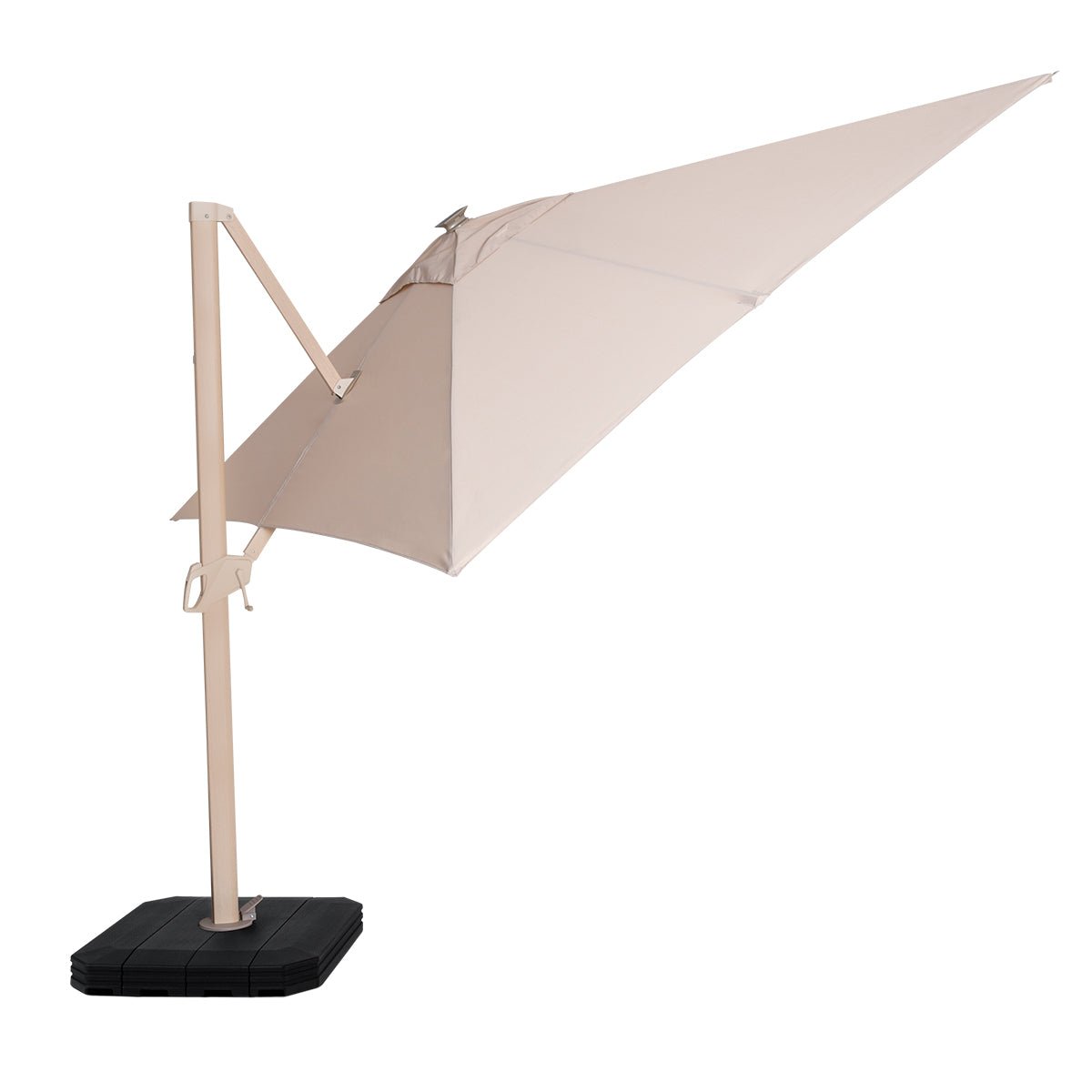 Maze -  Atlas Cantilever Parasol 2.4m x 3.3m Rectangular - With LED Lights & Cover - Wood Effect