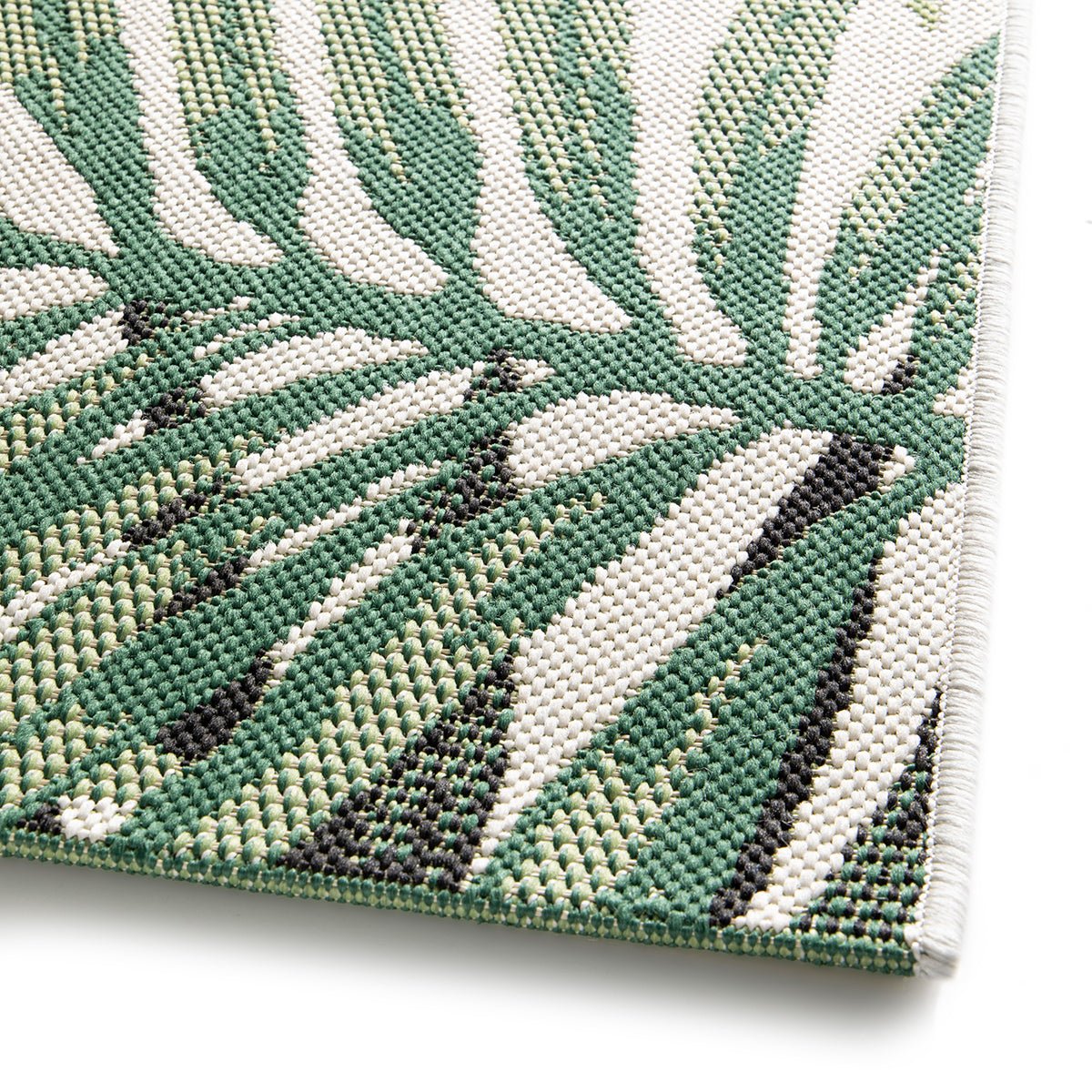 Maze -  Botany Palm Leaf  White Centre Outdoor Rug