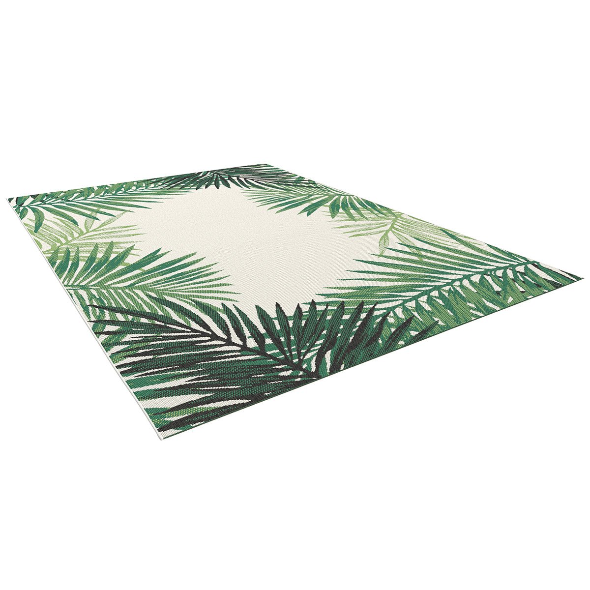 Maze -  Botany Palm Leaf  White Centre Outdoor Rug