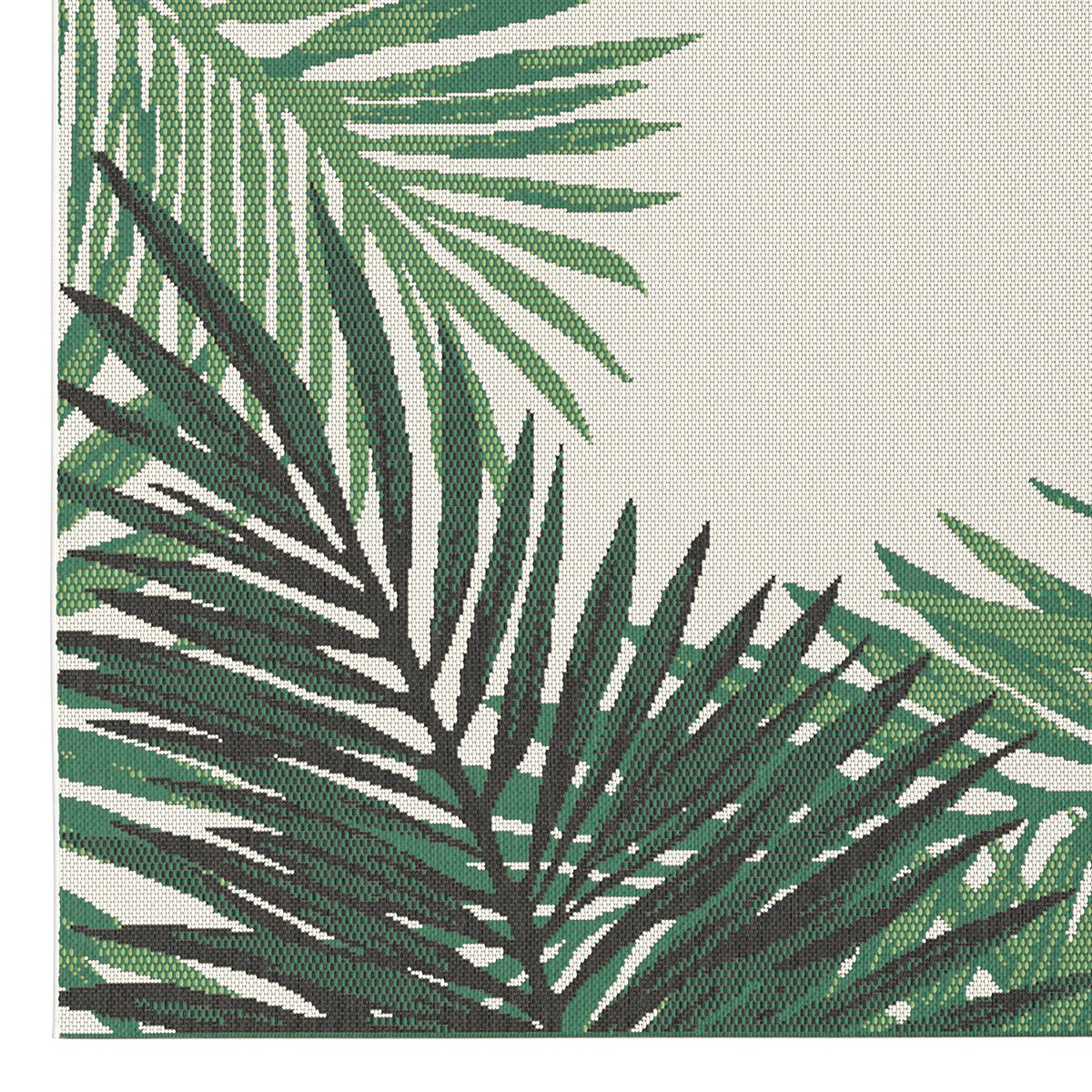 Maze -  Botany Palm Leaf  White Centre Outdoor Rug