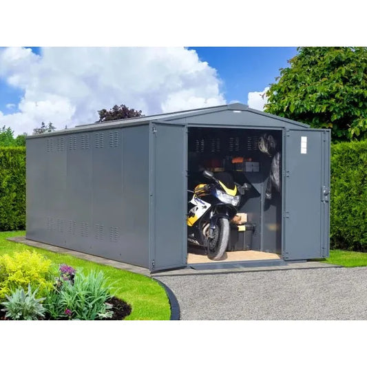 Asgard Motorcycle Storage Shed (Gladiator) 7ft 4" x 18ft 1" - Police Preferred Specification
