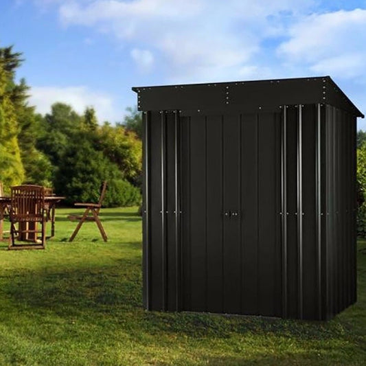 Globel Pent 5x3 metal garden shed in grey