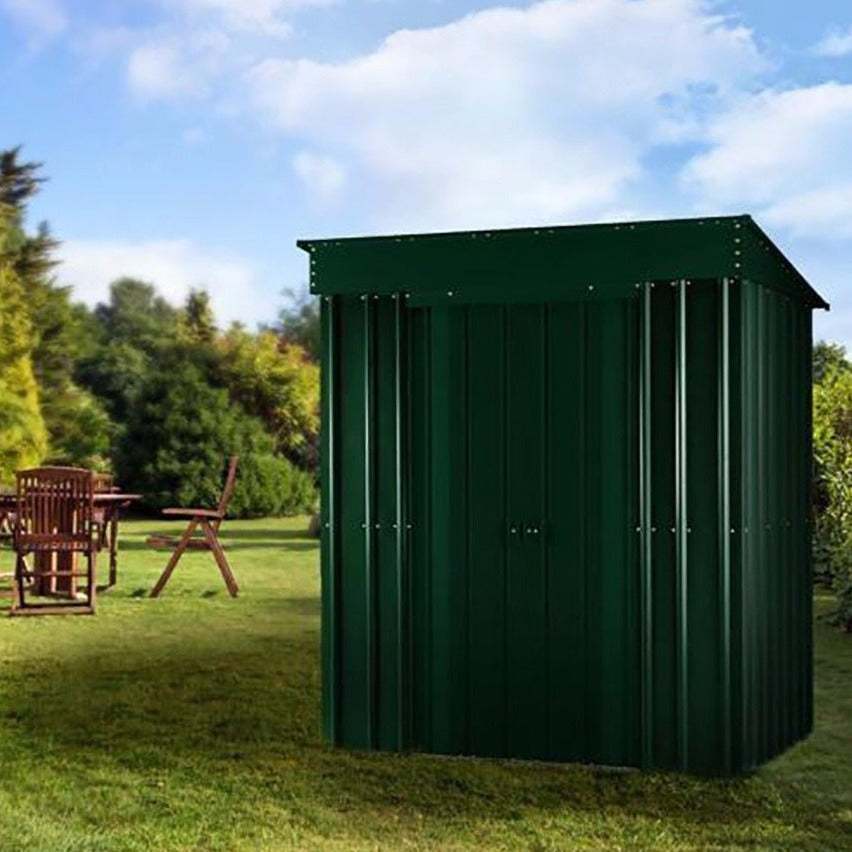 Globel Pent 5x3 metal garden shed in green