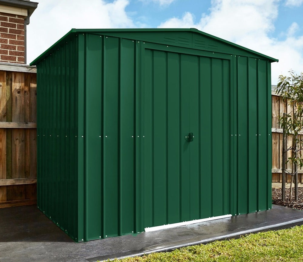 lobel Apex 8x6 metal garden sheds in green