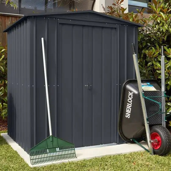 Globel Apex 8x3 metal garden sheds in grey