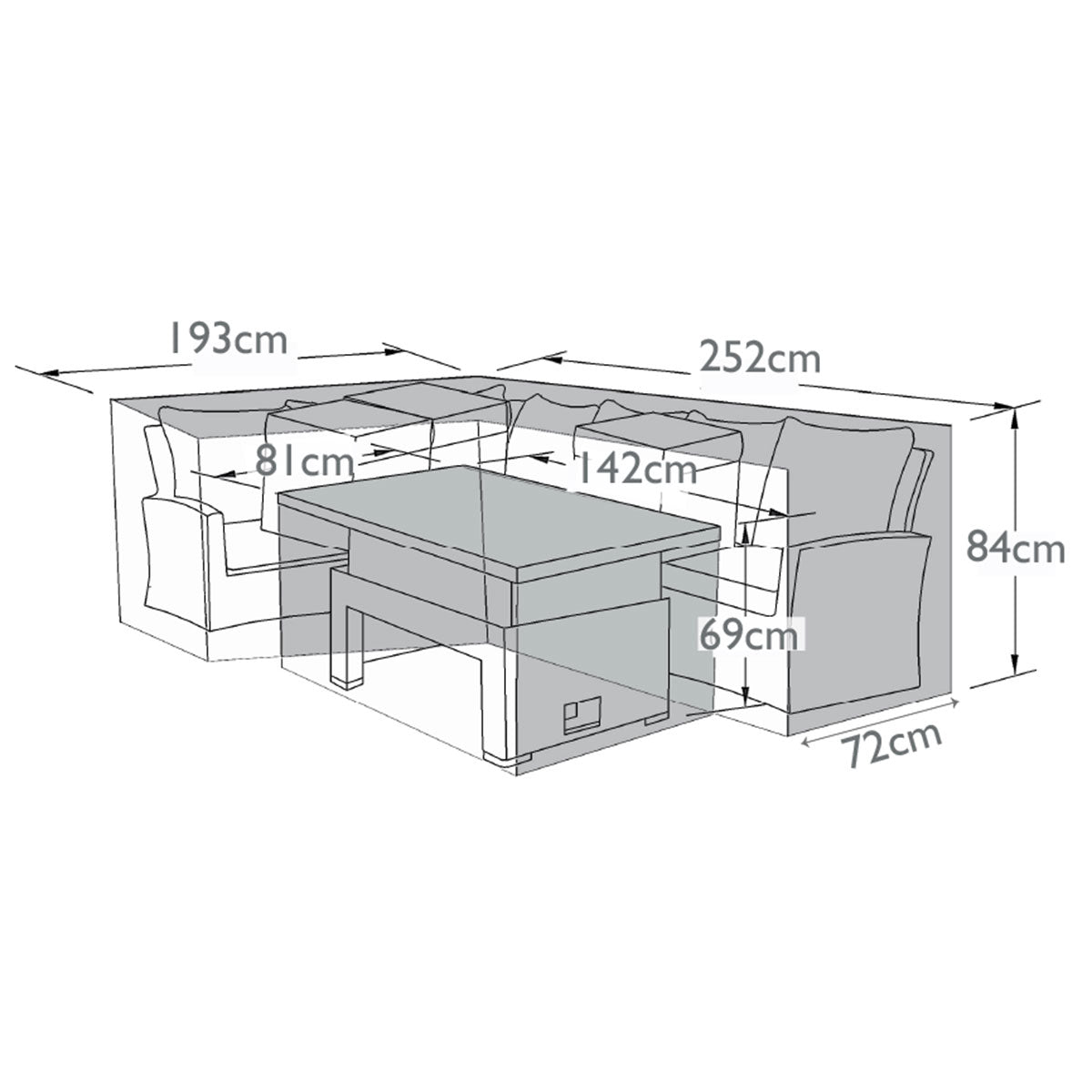 Maze -  Outdoor Cover for Kingston Corner Set with Rising Table