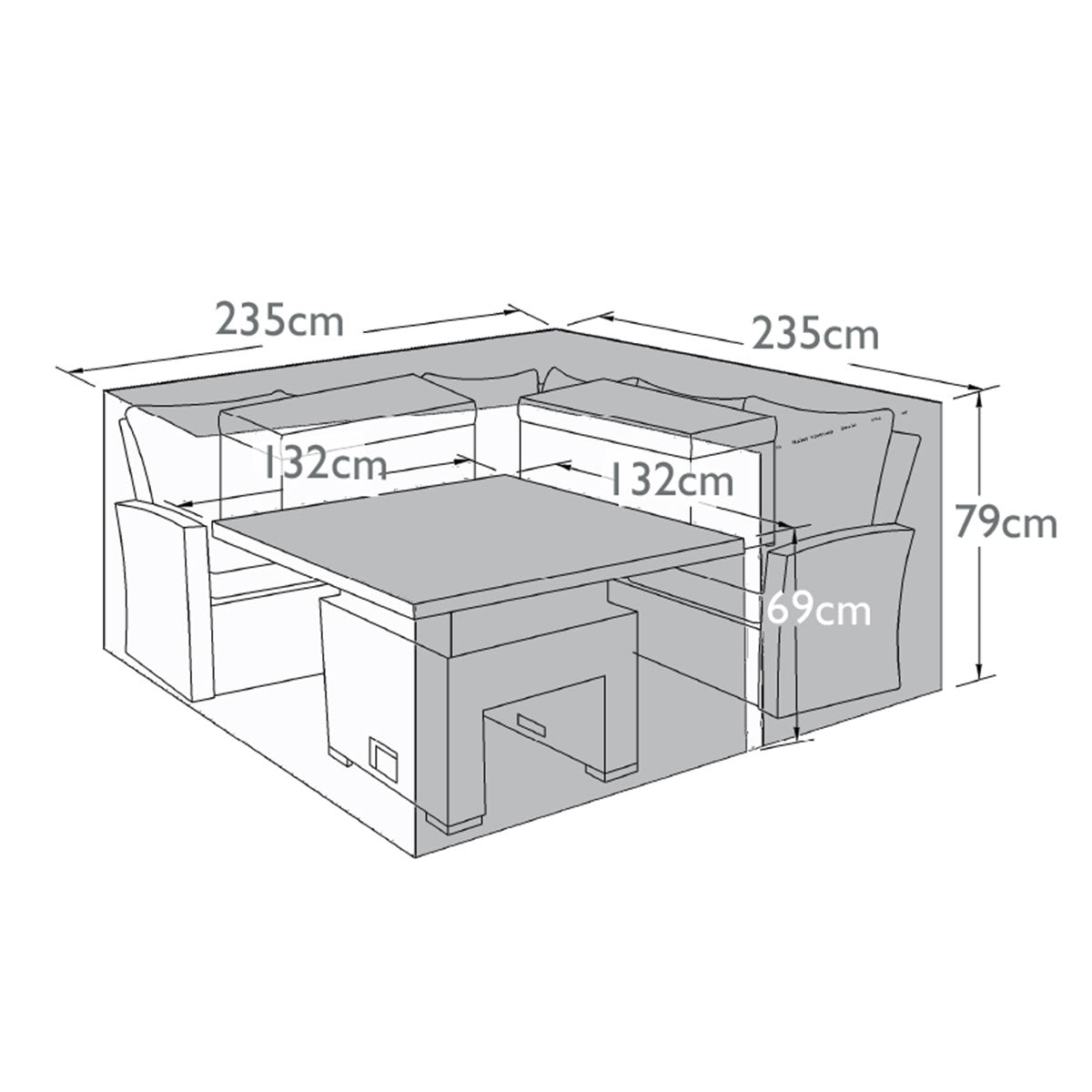 Maze -  Outdoor Cover for Large Square Corner Set with Rising Table